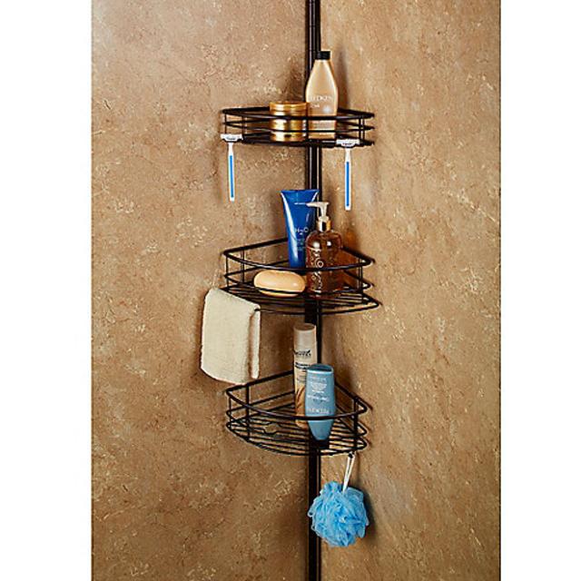 Spa Creations™ Colossal 3-Tier Pole Caddy with Shelves in Matte Bronze