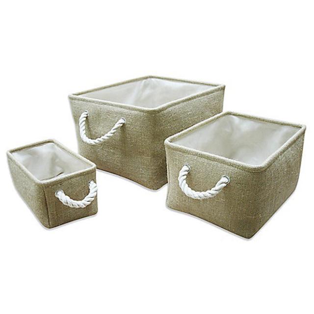 Burlap Storage Totes (Set of 3)