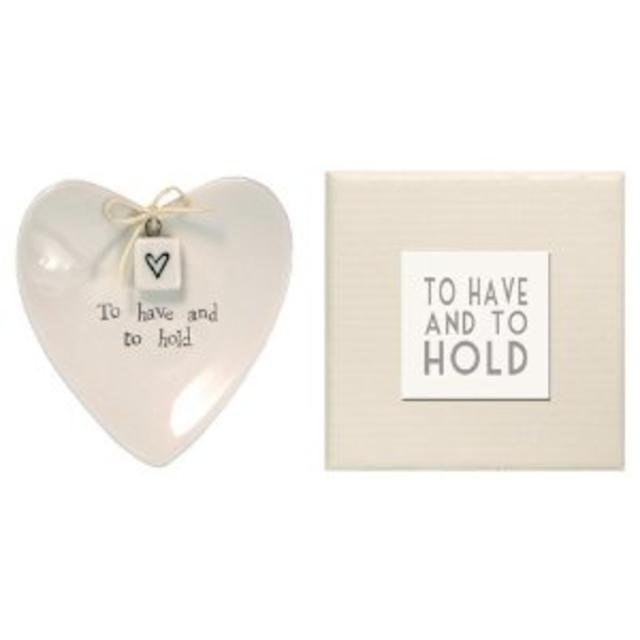 East of India To Have and To Hold Heart-Shaped Ring Dish in Gift Box, Porcelain