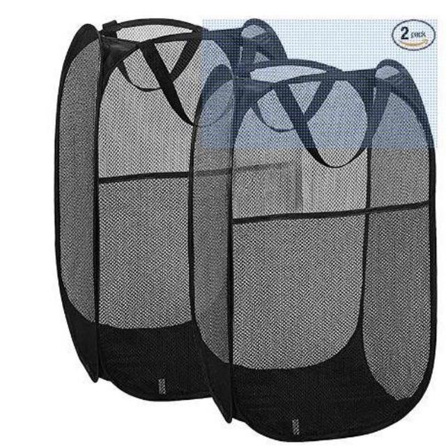 Popup Laundry Hamper (1 & 2 Pack) Foldable Pop-up Mesh Hamper Dirty Clothes Basket with Carry Handles by Simplized