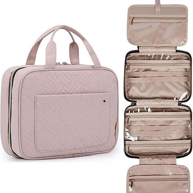 BAGSMART Toiletry Bag Travel Bag with Hanging Hook, Water-resistant Makeup Cosmetic Bag Travel Organizer for Accessories, Shampoo, Full Sized Container, Toiletries