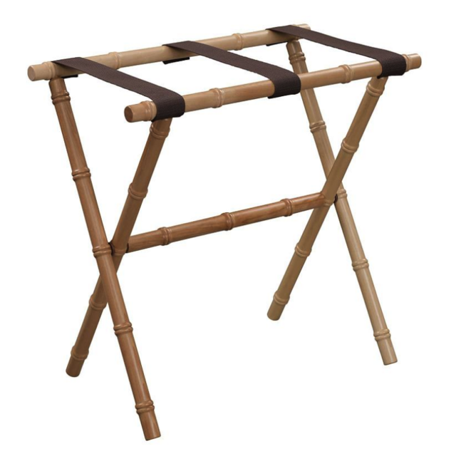 Bamboo Luggage Rack with Nylon Straps (Natural or White)