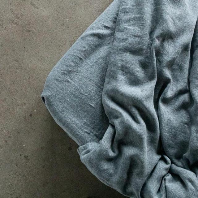 Balsam Green Linen Fitted Sheet Stone Washed Rhomb