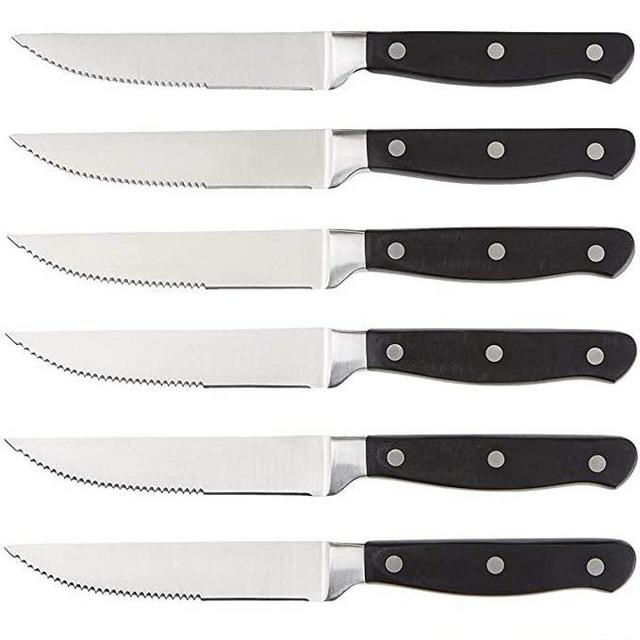 Amazon Basics 8-Piece Kitchen Steak Knife Set, Black