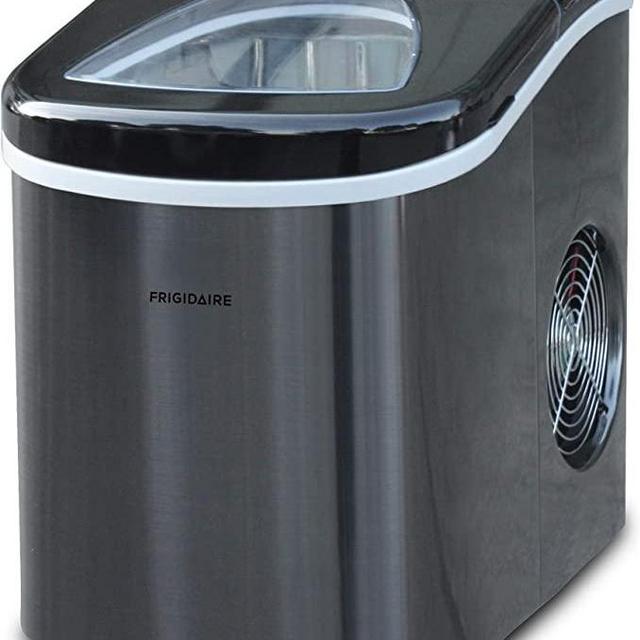 Frigidaire EFIC117-SSBLACK-COM EFIC117-SSBLACK 26 Lbs Portable Compact Maker, Stainless Steel Ice Making Machine, Medium, Black Stainless