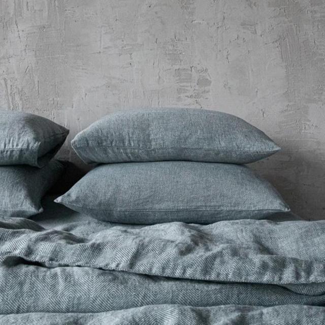 Balsam Green Stone Washed Rhomb Bed Linen Pillow Case