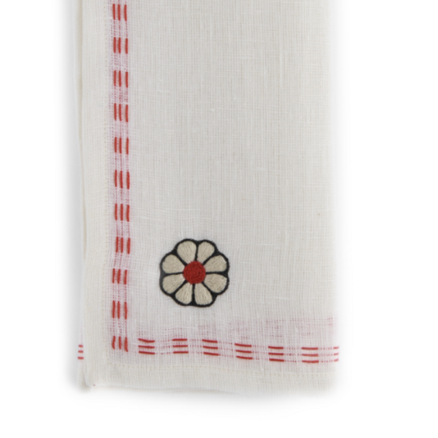Malaika Embroidered Daisy Napkins (Set of 6)