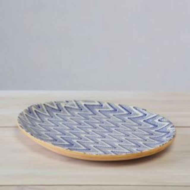 Cobalt Chevron Oval Platter, 12"