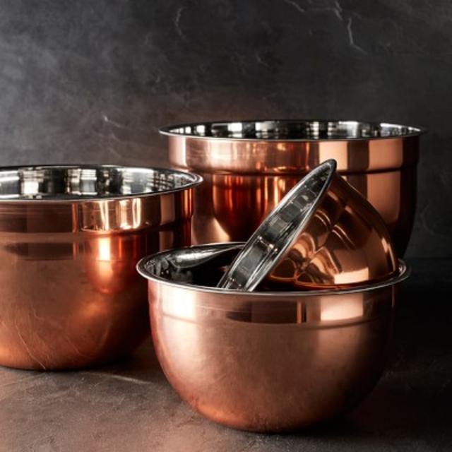 Set of 5 Copper Mixing Bowls