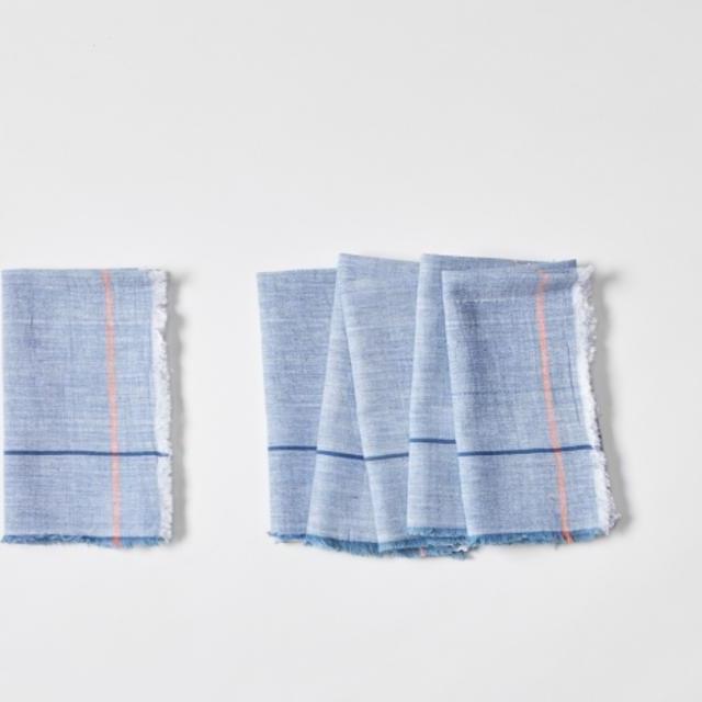 Auntie Oti Set of Six Blue Napkins