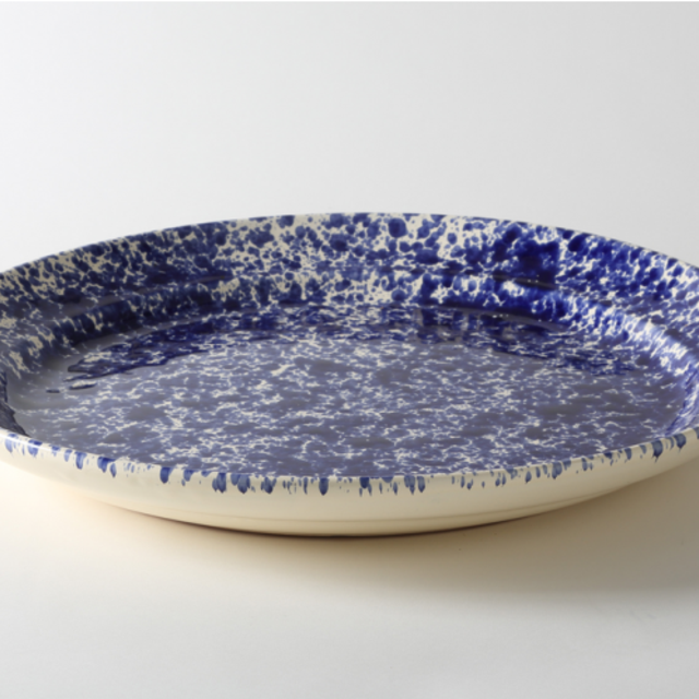 Blue on Cream Splatterware 20.75 Inch Platter