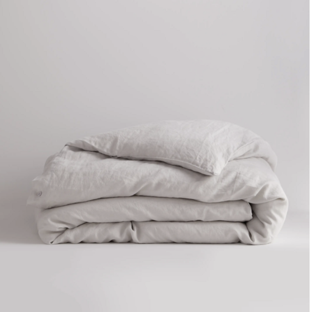 European Linen Duvet Cover- Full, light grey