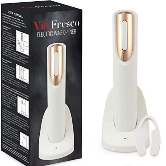 Vin Fresco Electric Wine Opener with Charging Base & Foil Cutter - Automatic Wine Bottle Opener - Electric Corkscrew Wine Opener - Electric Wine Bottle Opener Rechargeable Wine Gift for Wine Lovers