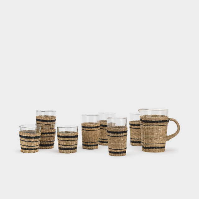 Striped Seagrass Glassware Set
