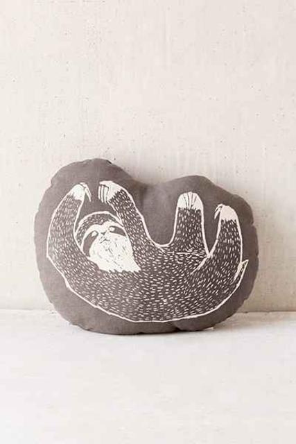 Plum & Bow Woodblock Sloth Pillow
