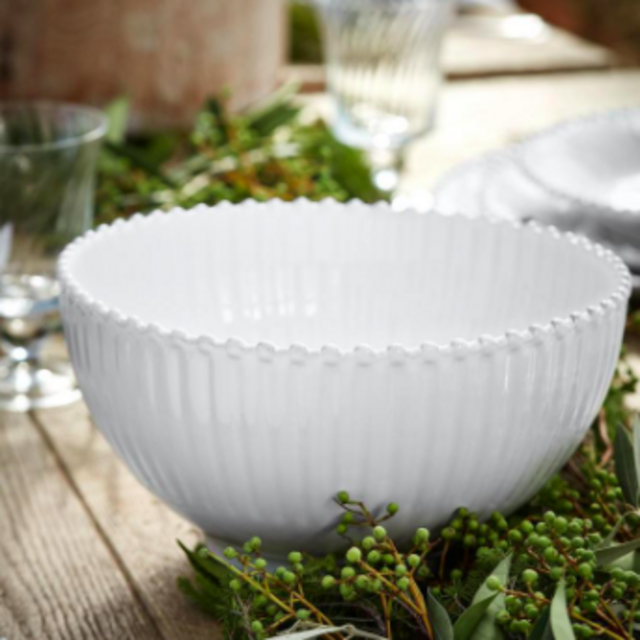 Costa Nova Pearl Collection Stoneware Ceramic Serving Bowl 11", White