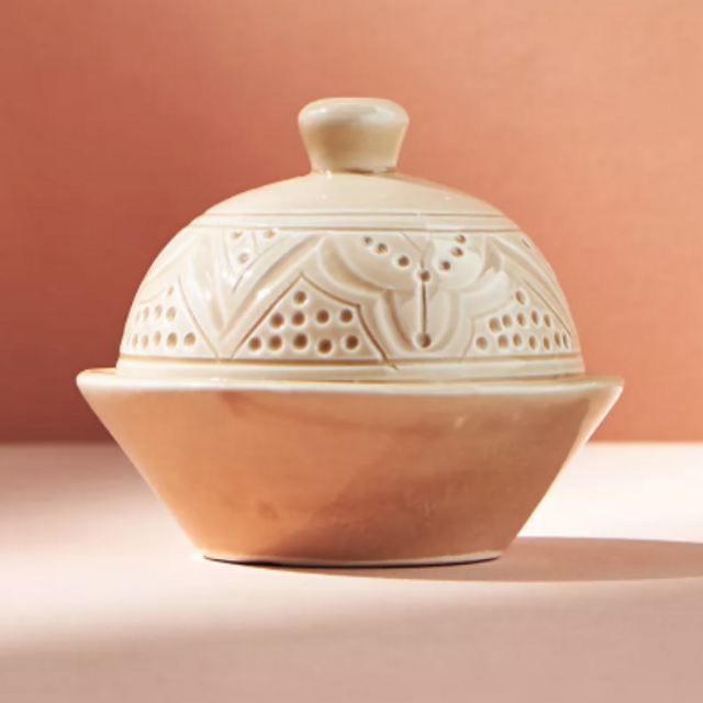 Moroccan Carved Ceramic Butter Dish