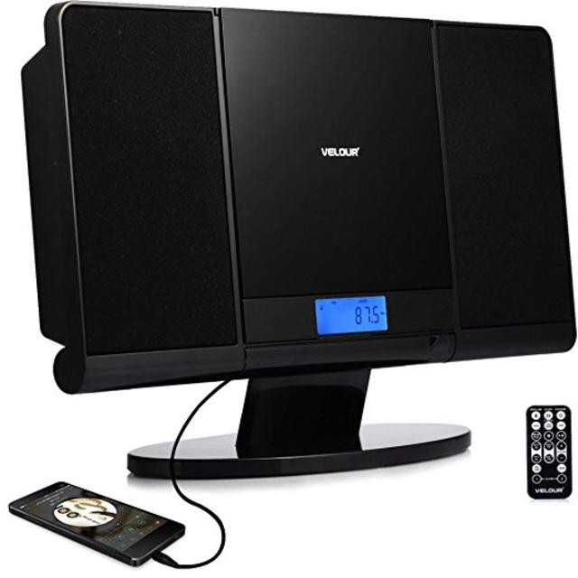 Roll over image to zoom in Protable CD Player VELOUR Slim Boombox with USB SD FM Radio Clock Mp3