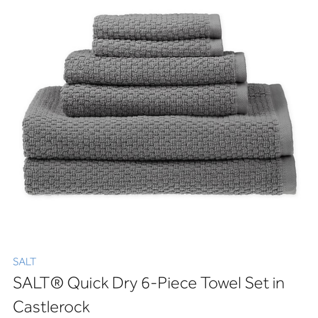 SALT® Quick Dry 6-Piece Towel Set in Castlerock