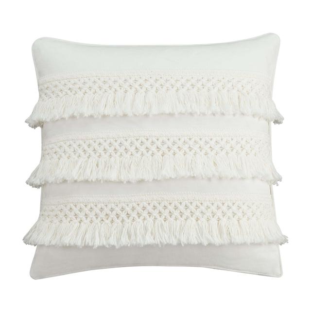 Cupcakes and Cashmere Chambray Dot Fringe Applique Pillow