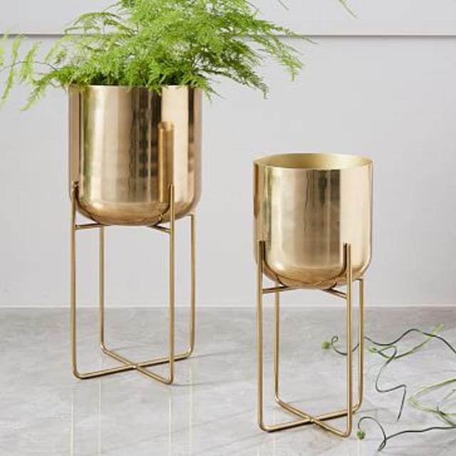 Spun Metal Standing Planter [Large]