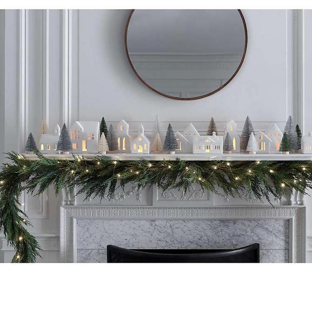 White Ceramic Houses, Set of 5