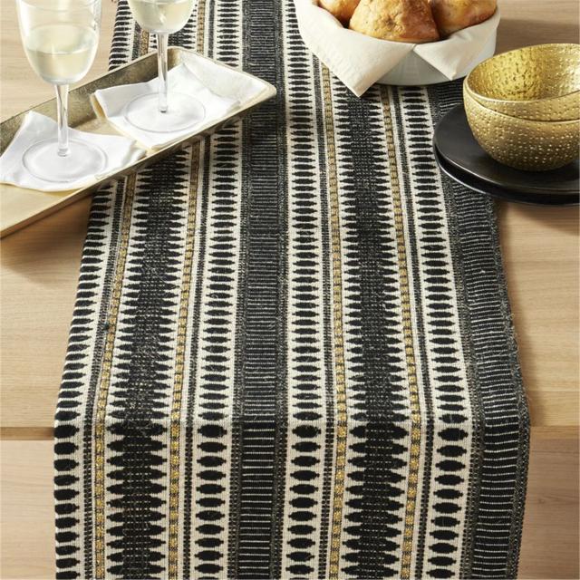 jacquard black table runner