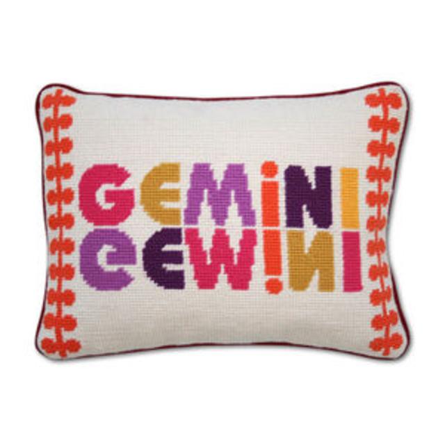 Gemini Zodiac Needlepoint Throw Pillow