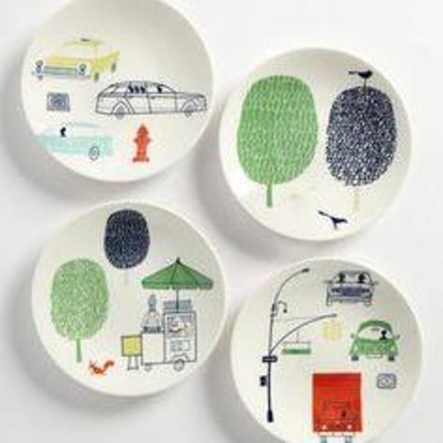 Kate Spade New York Hopscotch Drive About Town Tidbit Plates, Set of 4