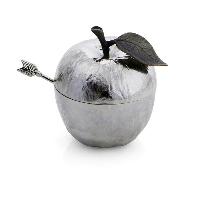 Michael Aram Apple Honey Pot w/ Spoon Nickelplate