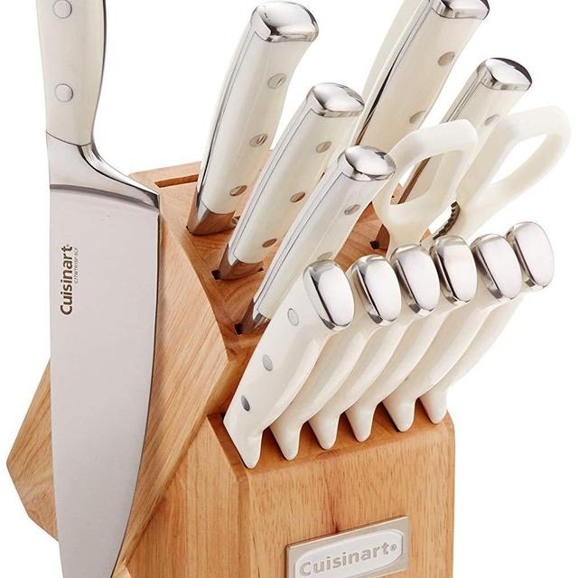 Cuisinart C77WTR-15P Triple Rivet Collection 15-Piece Cutlery Block Set, White