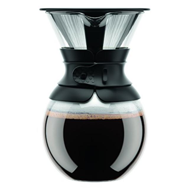 Bodum Pour Over Coffee Maker with Permanent Filter, 34 oz, Black