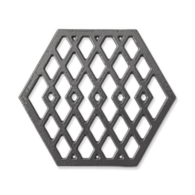 Hexagon Cast Iron Trivet, Grey