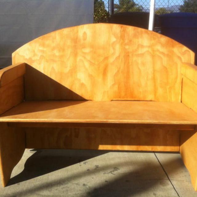 Slot together plywood Love Seat for camping or backyard gatherings