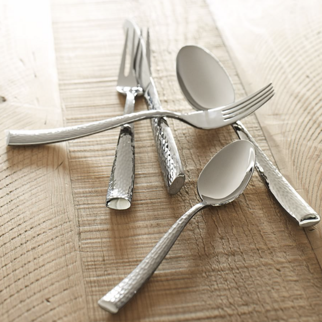 Shiny Hammered Handcrafted Flatware Set of 20