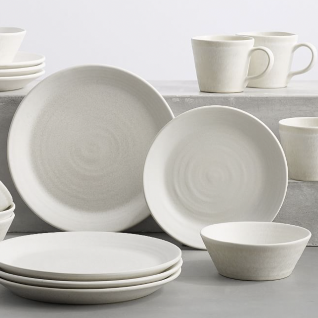 Larkin Reactive Glaze White Stoneware 16-Piece Dinnerware Set