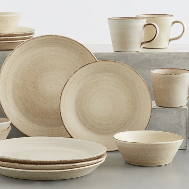 Larkin Reactive Glaze Sand Stoneware 16-Piece Dinnerware Set