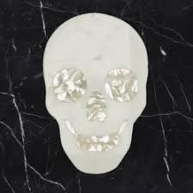 Skull Cheeseboard, White Marble with Mother of Pearl Inlay
