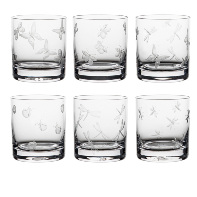 Fly Fusion Butterfly Double Old Fashioned Glass