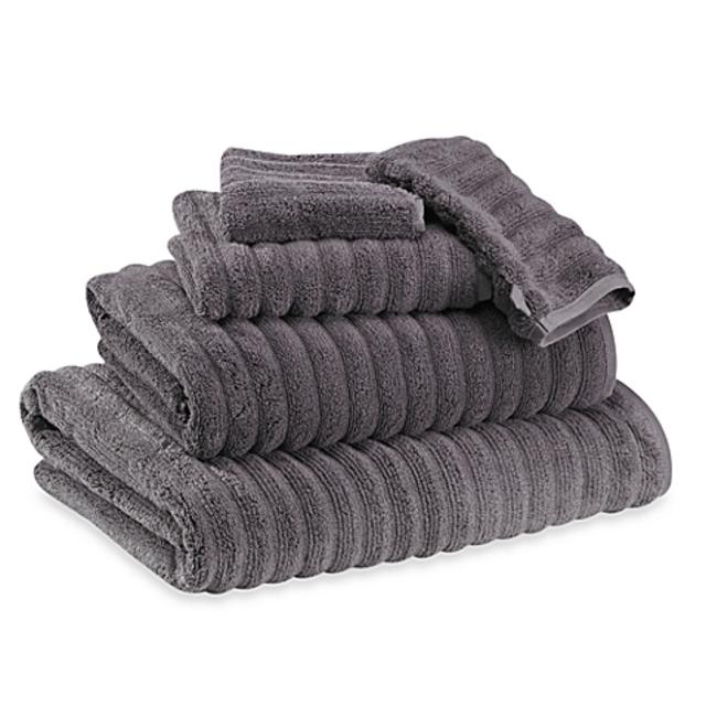 Turkish Ribbed Hand Towel in Charcoal