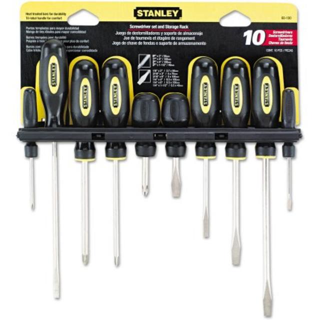 Stanley Tools 10-Piece Standard Fluted Screwdriver Set, Phillips/Slotted