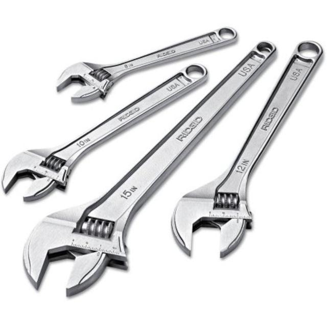 Ridgid 758 Adjustable Wrench, 8" Tool Length, 7/8" Jaw Capacity