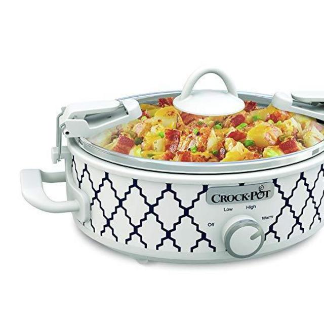 Crockpot 2.5-Quart Mini Casserole Crock Slow Cooker, White/Blue