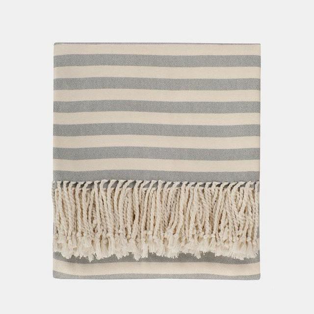 Striped Bamboo Viscose Throw - St Blue