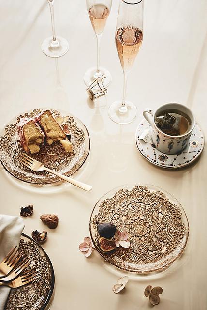 Metallic Lace Dessert Plate