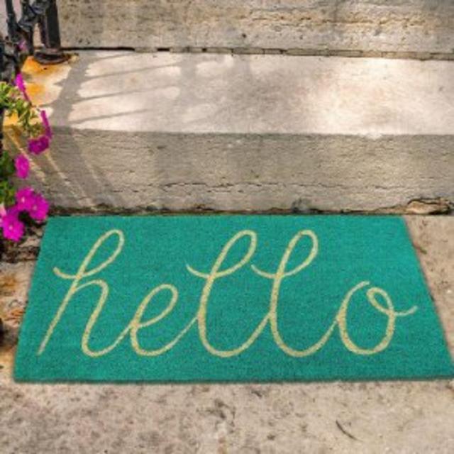 DII Natural Coir Fiber, 18x30" Entry Way Outdoor Door Mat with Non Slip Backing - Hello Aqua