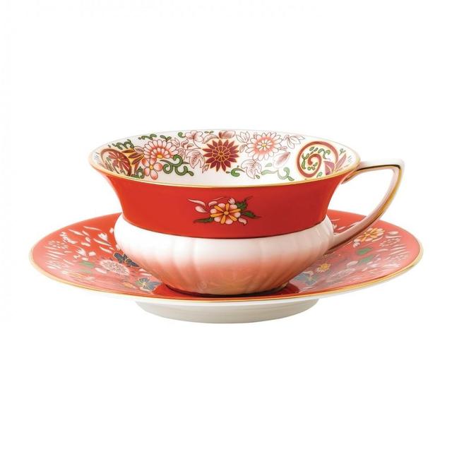 Wonderlust Crimson Orient Teacup & Saucer Set