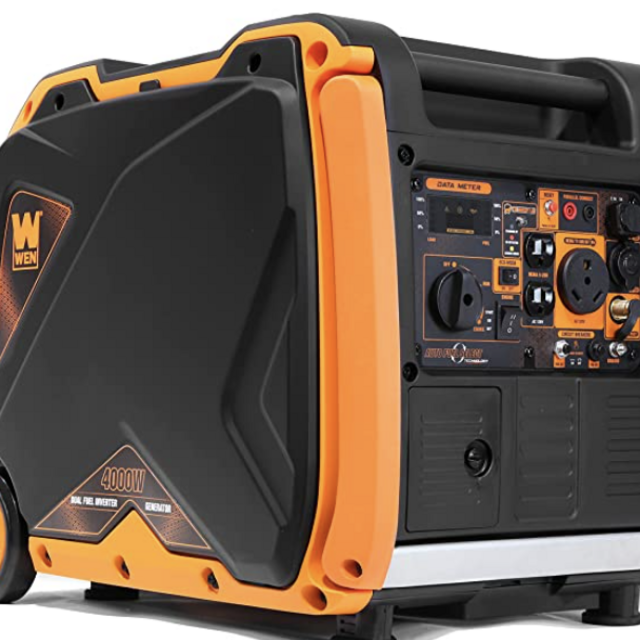 WEN DF400iX 4000-Watt Dual Inverter Generator with Fuel Shut-Off and CO Shutdown Sensor, Black
