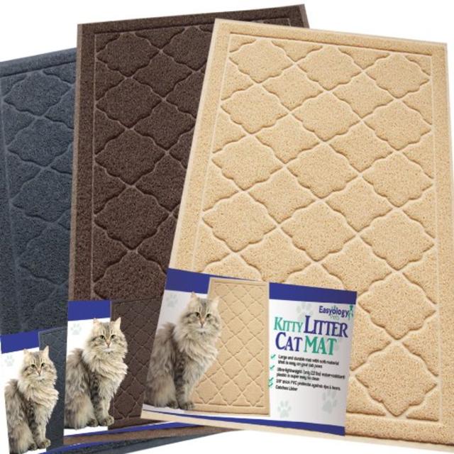Easyology Premium Cat Litter Mat - XL Super Size - Best Extra Large Scatter Control Kitty Litter Mats for Cats Tracking Litter Out of Their Box - Soft to Paws- Elegant for Your Home- (Patent Pending)