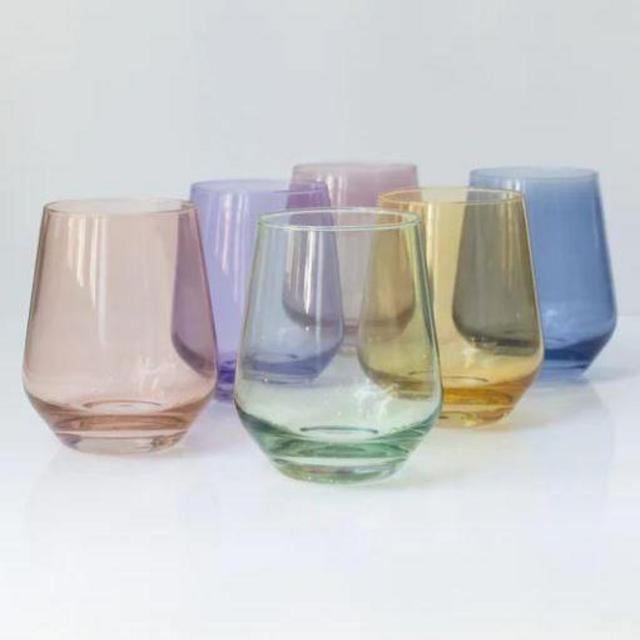 Estelle Colored Wine Stemless Set of 6 (Pastel Mixed Set)